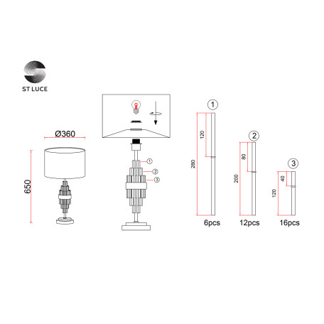 Схема с размерами ST Luce SL1002.304.01