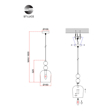 Схема с размерами ST Luce SL2000.223.01