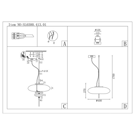 Схема с размерами ST Luce SL6500.413.01