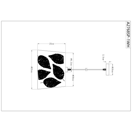 Схема с размерами Arte Lamp A2768SP-1WH