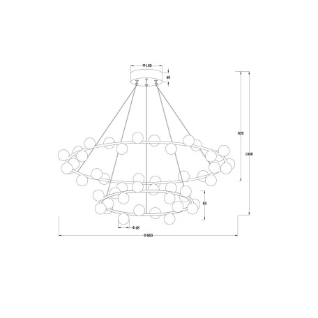 Схема с размерами Arte Lamp A3619SP-48BK