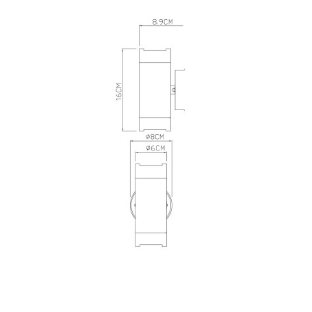 Схема с размерами Arte Lamp A3503AL-2BK