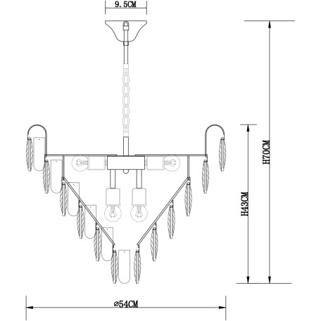 Схема с размерами Arte Lamp A2719SP-8GO