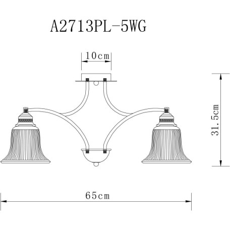 Схема с размерами Arte Lamp A2713PL-5WG