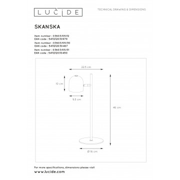 Схема с размерами Lucide 03603/05/12