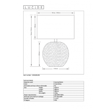 Схема с размерами Lucide 13553/81/38