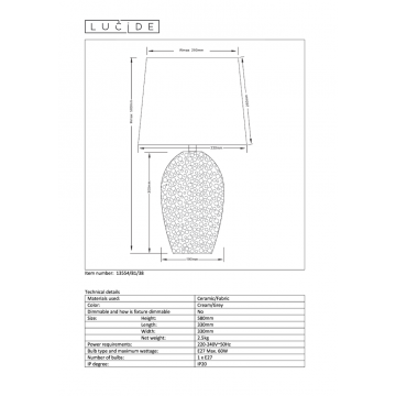 Схема с размерами Lucide 13554/81/38