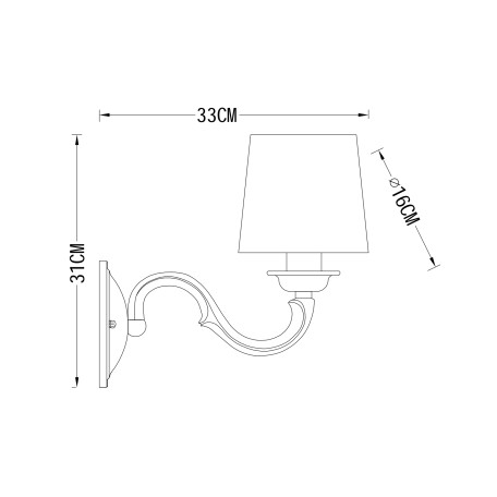 Схема с размерами Arte Lamp A9395AP-1WG