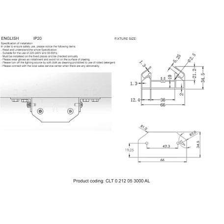 Схема с размерами Crystal Lux 1408/057