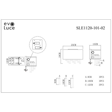 Схема с размерами ST Luce SLE1120-101-02