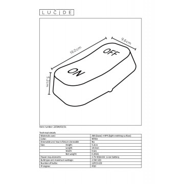 Схема с размерами Lucide 22504/03/31