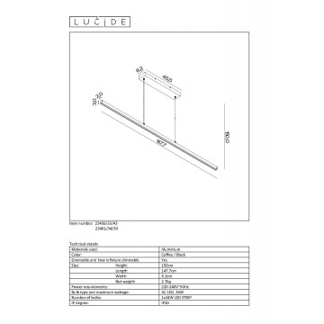 Схема с размерами Lucide 23461/34/30