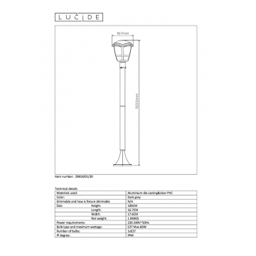 Схема с размерами Lucide 29819/01/30