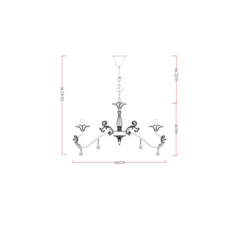 Схема с размерами Arte Lamp A5349LM-8WH