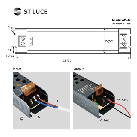 Схема с размерами ST Luce ST022.024.36