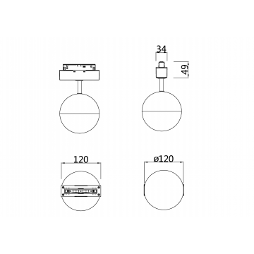 Схема с размерами Maytoni TR017-2-10W4K-B