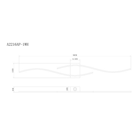 Схема с размерами Arte Lamp A2216AP-1WH