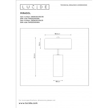 Схема с размерами Lucide 34540/03/31