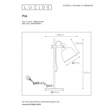 Схема с размерами Lucide 45580/01/30