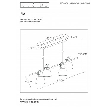 Схема с размерами Lucide 45380/04/30