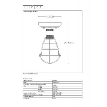 Схема с размерами Lucide 45156/01/97