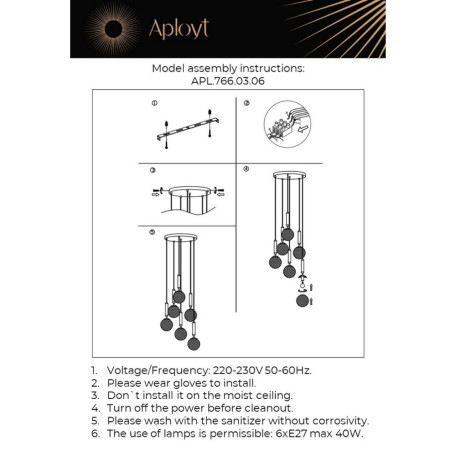 Подвесная люстра Aployt Shantal APL.766.03.06, 6xE27x40W - миниатюра 12