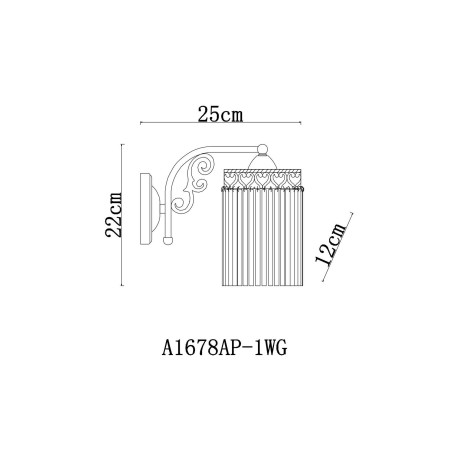 Схема с размерами Arte Lamp A1678AP-1WG