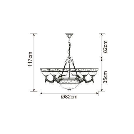 Схема с размерами Arte Lamp A3777LM-6-2AB