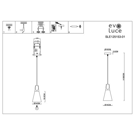 Схема с размерами ST Luce SLE125153-01