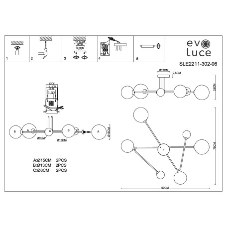 Схема с размерами ST Luce SLE2211-302-06