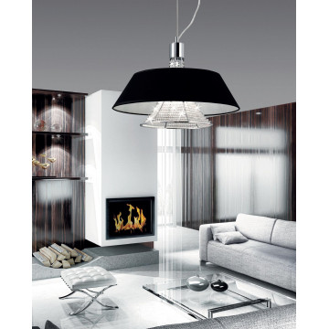 Подвесной светильник Lumina Deco Alvarress LDP 9175-3 BK, 3xG9x40W, черный с прозрачным, черный с прозрачным и хромом, текстиль с хрусталем - миниатюра 3