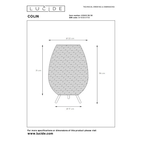 Схема с размерами Lucide 03543/36/30