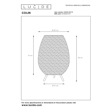 Схема с размерами Lucide 03543/36/72