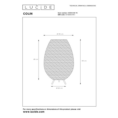 Схема с размерами Lucide 03543/50/72