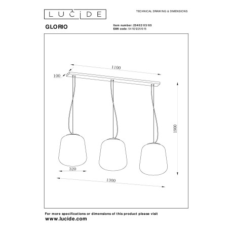 Схема с размерами Lucide 25402/03/65