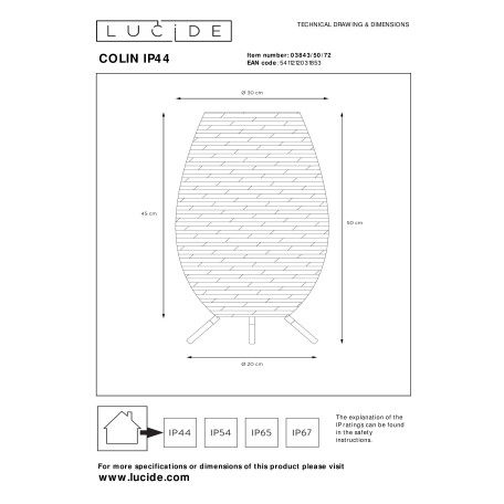 Схема с размерами Lucide 03843/50/72