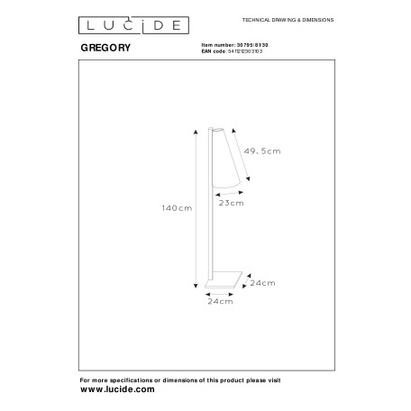 Схема с размерами Lucide 30795/81/30