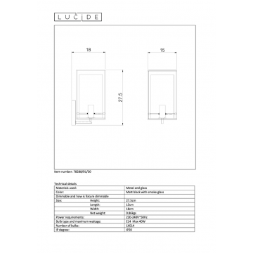 Схема с размерами Lucide 78288/01/30