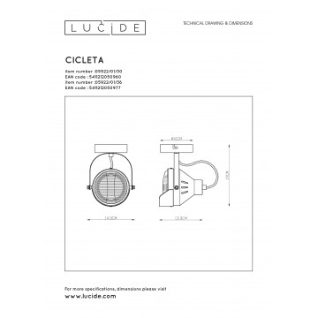 Схема с размерами Lucide 05922/01/30