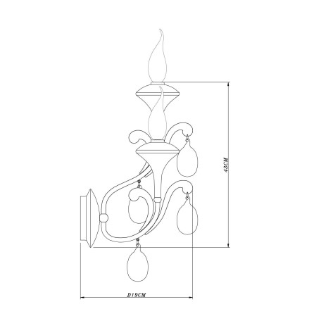 Схема с размерами Arte Lamp A3239AP-2WH