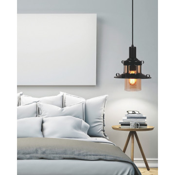 Подвесной светильник Lumina Deco Capri LDP 11328-1 BK, 1xE27x40W, черный с янтарем, янтарь с черным, металл со стеклом - миниатюра 4