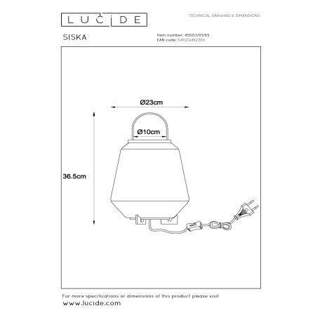 Схема с размерами Lucide 45503/01/65