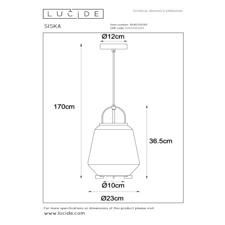 Схема с размерами Lucide 45403/01/65