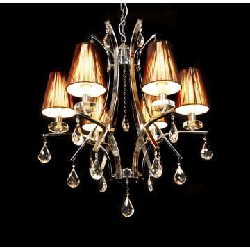 Подвесная люстра Lumina Deco Glamour LDP 66247-6 BR+CHR, 6xE14x40W, хром, коричневый, прозрачный, металл со стеклом, текстиль, хрусталь - миниатюра 2