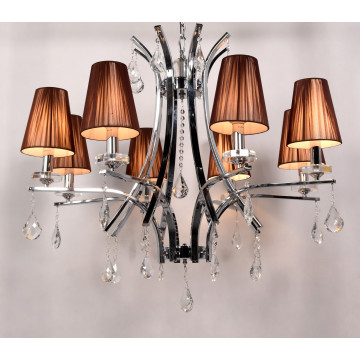 Подвесная люстра Lumina Deco Glamour LDP 66247-8 BR+CHR, 8xE14x40W, хром, коричневый, прозрачный, металл со стеклом, текстиль, хрусталь - миниатюра 2