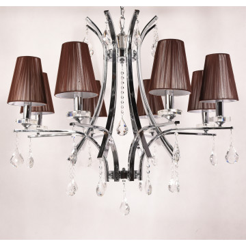 Подвесная люстра Lumina Deco Glamour LDP 66247-8 BR+CHR, 8xE14x40W, хром, коричневый, прозрачный, металл со стеклом, текстиль, хрусталь - миниатюра 4