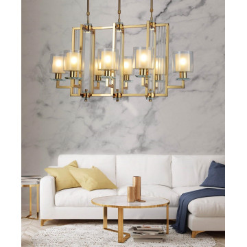 Подвесная люстра Lumina Deco Manhattan LDP 8012-8P F.GD, 8xE27x40W, золото, прозрачный с белым, белый с прозрачным, металл со стеклом, стекло - миниатюра 2