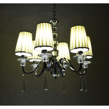 Подвесная люстра Lumina Deco Federrica LDP 1158-6 KR, 6xE27x40W, хром, бежевый с хромом, прозрачный, металл со стеклом, текстиль, хрусталь - миниатюра 3