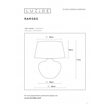 Схема с размерами Lucide 47505/81/97