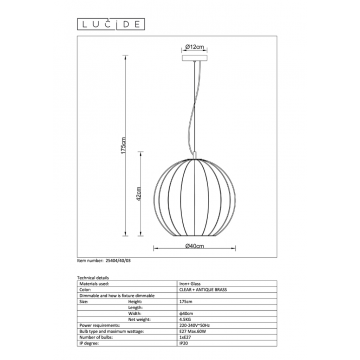 Схема с размерами Lucide 25404/40/03